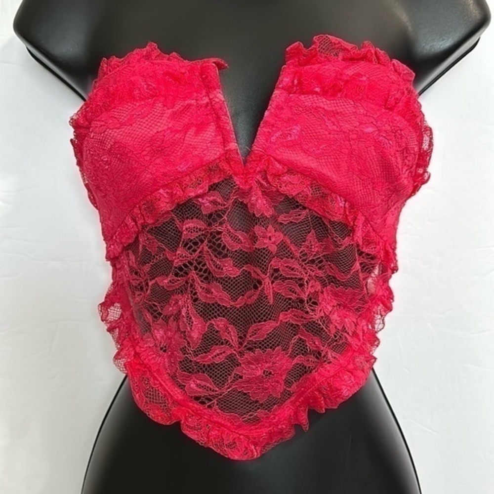 Majorelle X REVOLVE Chantelle Bustier Corset Revolve Hot Cabaret Pink Lace Small